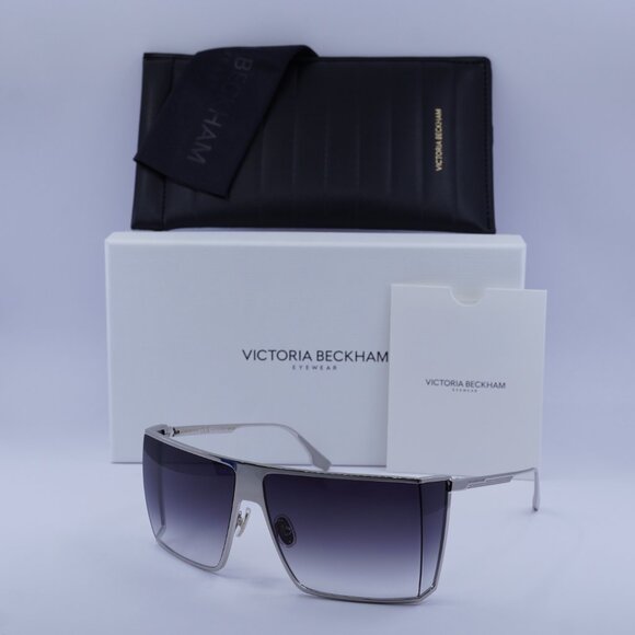 Victoria Beckham VB249S 040 Rectangle Sunglasses – Silver/Smoke Gradient - Picture 4 of 9